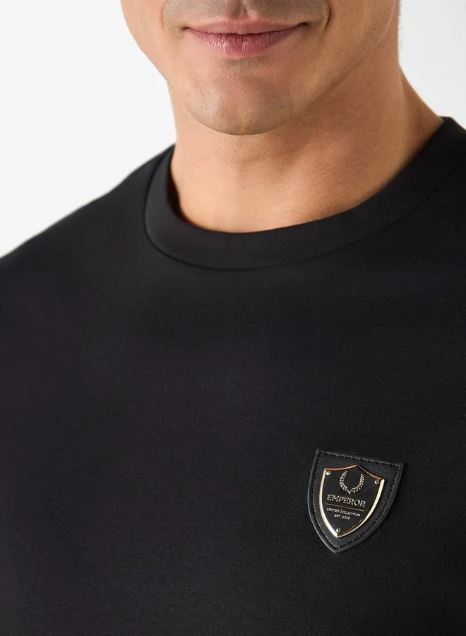 Emperor Emperor Applique Detail T-shirt with Short Sleeves