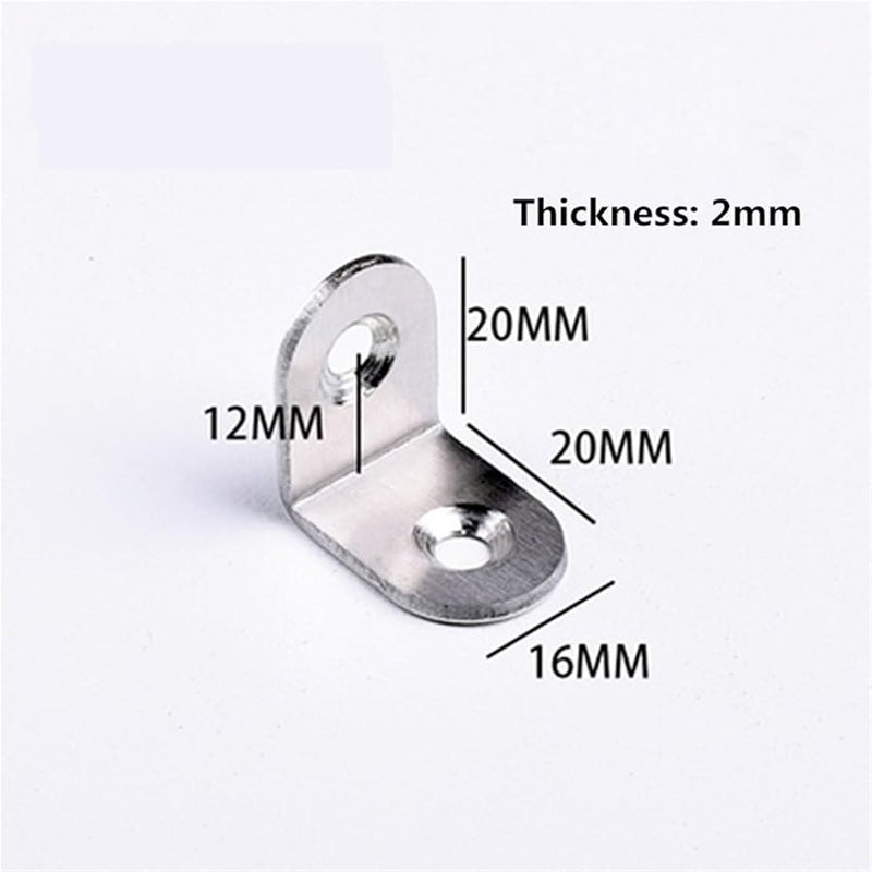 Corner Brackets 50PCS 20x20x16MM Stainless Steel L Bracket Right Angle Fastener For Furniture - Image 3