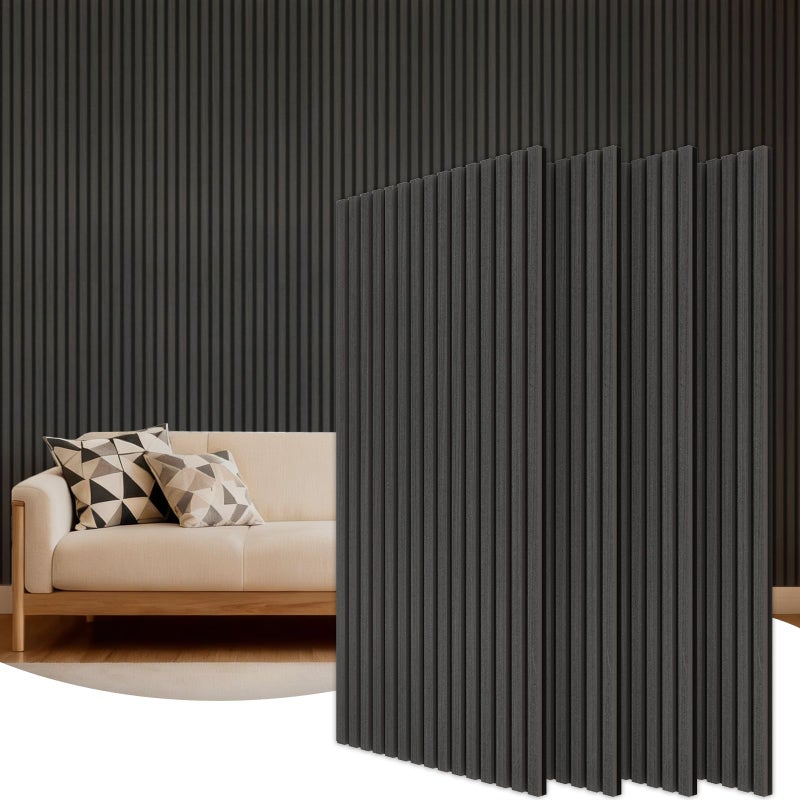 TONOR Wood Wall Panels for Interior Wall Decor, 4 Pack 47.2" x 23.6"(31ftÂ²) Wood Slat Acoustic Panels, Soundproof Wall Panels for Noise Cancelling and Decoration, Living Room, Bedroom, Office, Black - Image 1