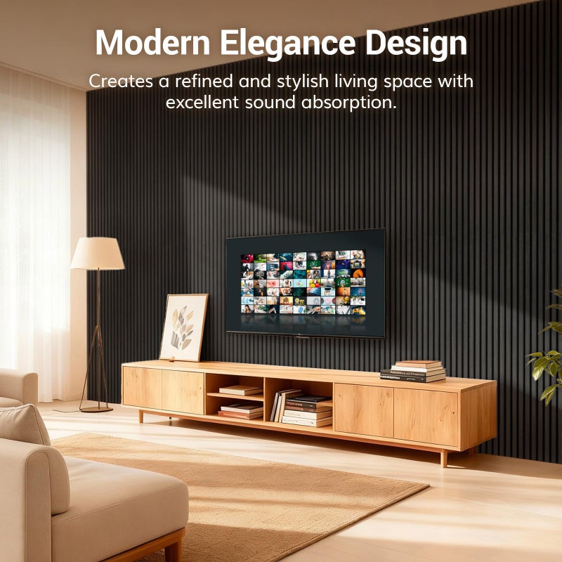 TONOR Wood Wall Panels for Interior Wall Decor, 4 Pack 47.2" x 23.6"(31ftÂ²) Wood Slat Acoustic Panels, Soundproof Wall Panels for Noise Cancelling and Decoration, Living Room, Bedroom, Office, Black - Image 4