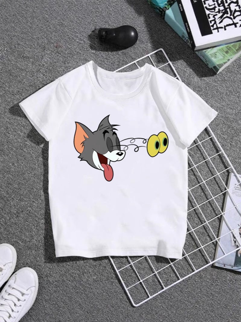 Export Kidsren'S Cute Baby Tops Tom And Jerry Printed Short-Sleeved T-Shirts Family Wear Kidsren'S Clothing - Image 2