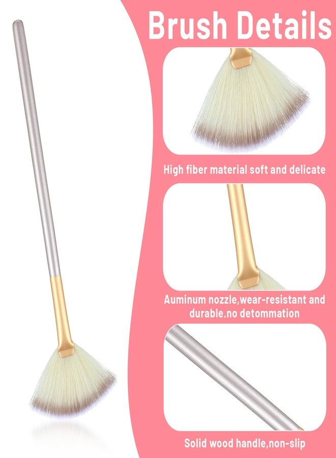 Matwsec 5 PCS Facial Brush, Fan Makeup Brushes Face Mask Brush Blush Face Mask Acid Applicator Multi Use Cosmetic Tools for Peel Mud Cream (Champagne) - Image 3