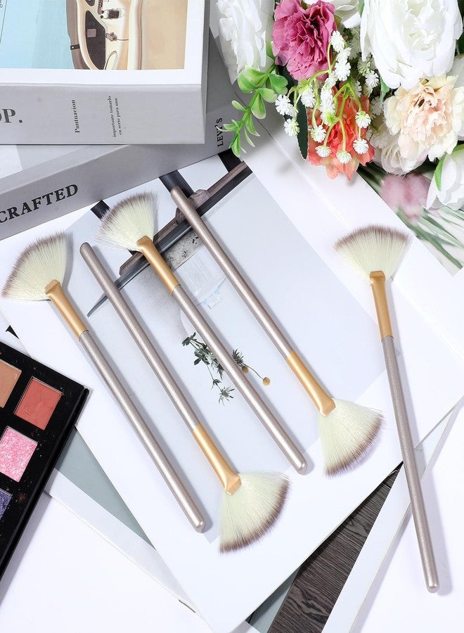 Matwsec 5 PCS Facial Brush, Fan Makeup Brushes Face Mask Brush Blush Face Mask Acid Applicator Multi Use Cosmetic Tools for Peel Mud Cream (Champagne) - Image 5