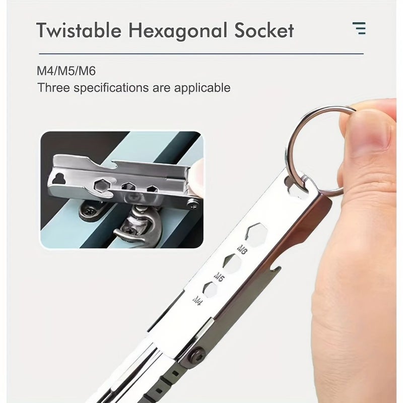 Silvery Multi Functional Keychain Mini Tool With Phone Stand Card Ejector - Image 4
