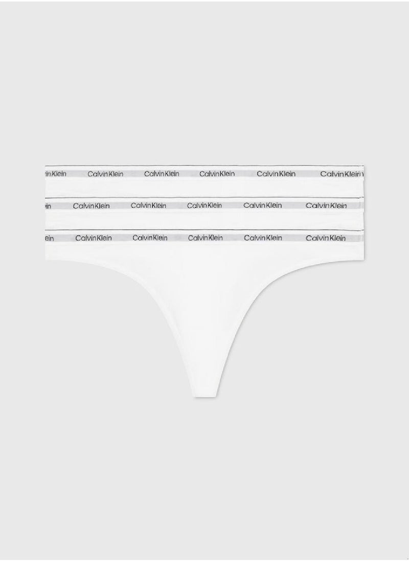 CALVIN KLEIN Women's 3 Pack Thongs - Cotton, White  - Image 1