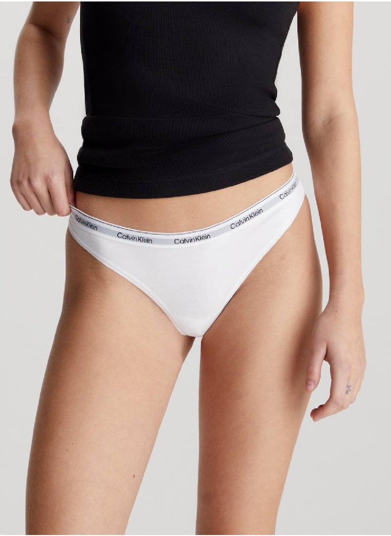 CALVIN KLEIN Women's 3 Pack Thongs - Cotton, White  - Image 2