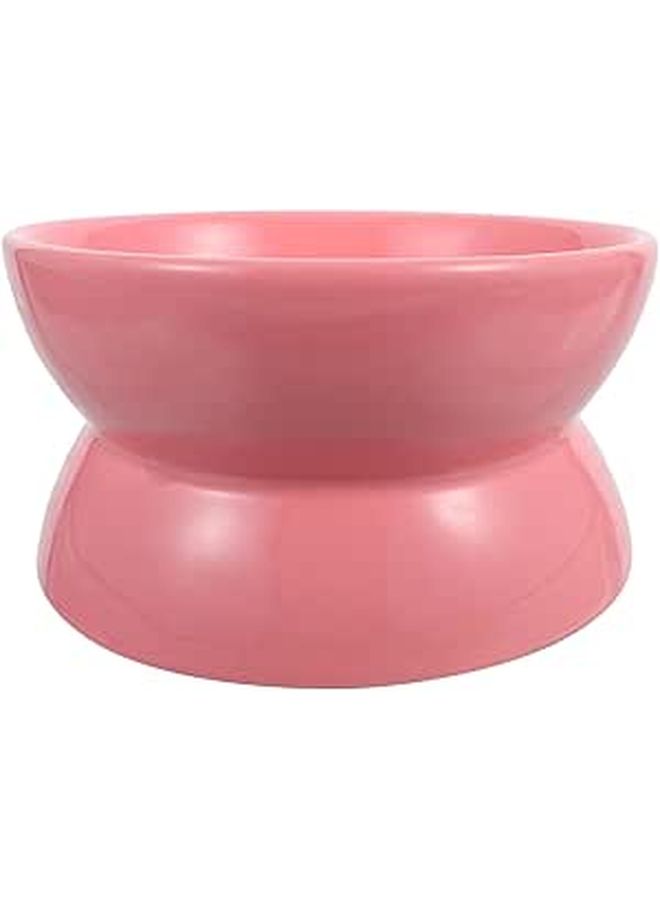 Alasum Elevated Cat Food Bowl With Tilted Design Neck Protection High Base Ceramic Feeder Dual Color Beige - Image 1