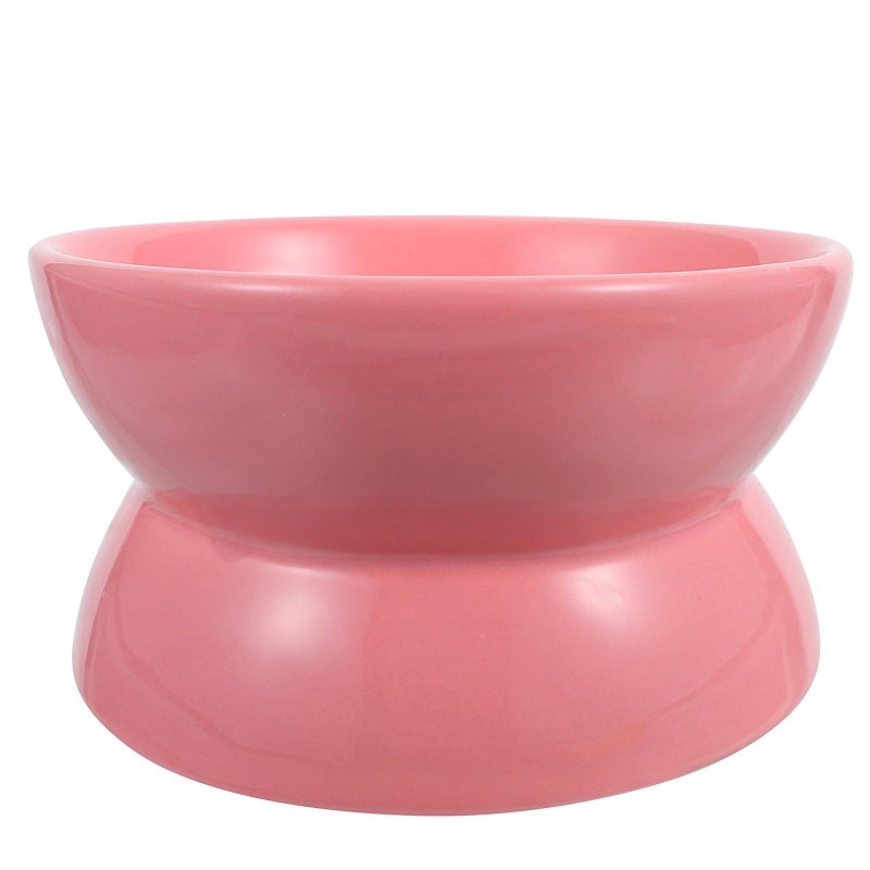 Alasum Elevated Cat Food Bowl With Tilted Design Neck Protection High Base Ceramic Feeder Dual Color Beige - Image 2