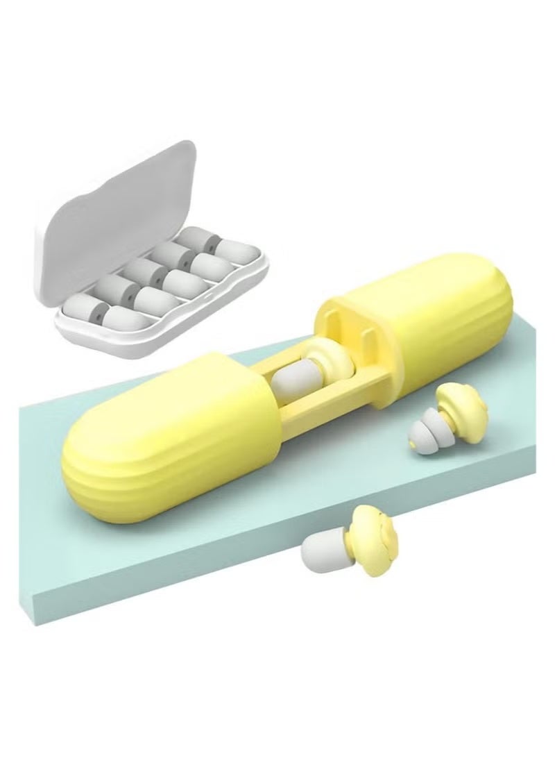 Sleeping Noise-Canceling Earplugs – Ultra-Soft Silicone & Memory Foam Reusable Earplugs with Storage Box (Yellow) - Image 5