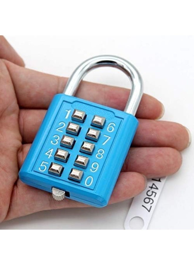 Mioni 10-digit push-button lock, 5-digit locking mechanism, blue - Image 1