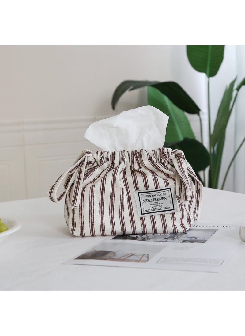 Generic Japanese Minimalist Tissue Box Cover Creative Storage Dark coffee stripes 