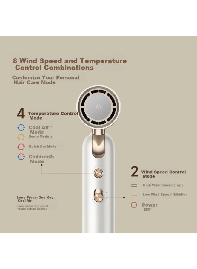 Mova Flip10 Pearl White High-speed Ionic Hair Dryer Portable Foldable Temperature Control Powerful Quick-dry Hairdryer Spring Festival & Song Weilong Edition Gift - Image 4