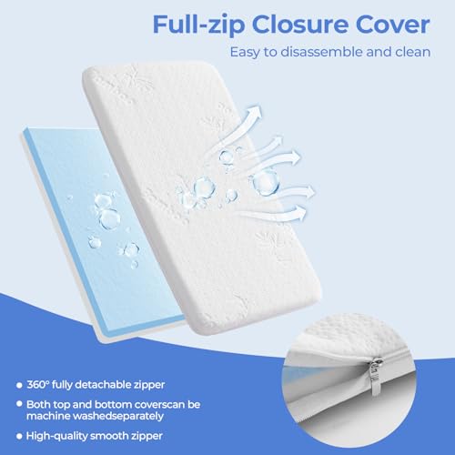 AOHWIDER 36.5x25 Playard Mattress for Trend: 2" Thick Dual Sided Gel Memory Foam Bassinet Mattress Fit for Dream On Me Nest/Zodiak/Zoom Portable, Pamo Babe Deluxe and Baby Trend Playard - Image 4