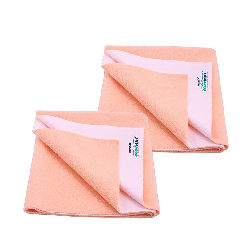 Newnik Quick Waterproof Dry Sheet Medium Combo Pack of 2 Peach (Each Size : 70 cm x 100 cm) - Image 1