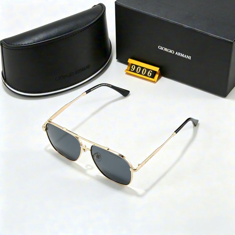 أرماني نظارات شمسية أرماني للرجال موديل Ax9006s Aviator إطار ذهبي وعدسات رمادية - Image 3