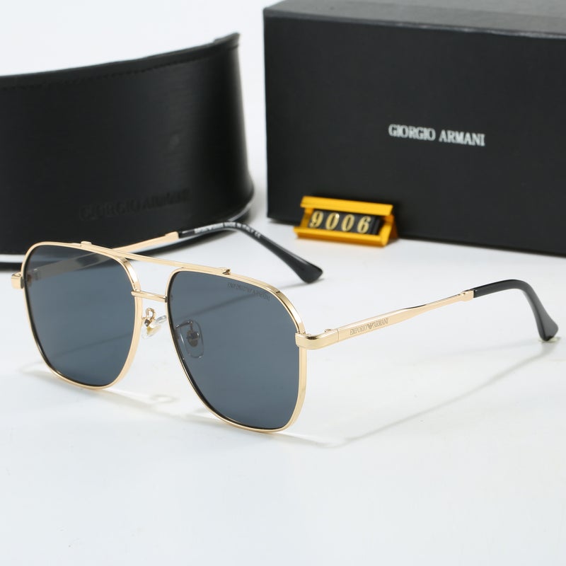 أرماني نظارات شمسية أرماني للرجال موديل Ax9006s Aviator إطار ذهبي وعدسات رمادية - Image 1