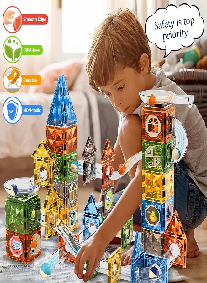 ROHSCE Glowing Magnetic Marble Run Set 142PCS, STEM Educational Magnet Building Toys, 4D Diamond Surface Light Magnetic Tracks, Creative Marble Maze Gift for Boys and Girls Ages 3-12 - Image 3