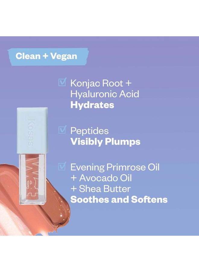 Kosas Wet Lip Oil Gloss - Hydrating Lip Plumping Treatment with Hyaluronic Acid & Peptides, (Jaws) - Image 5
