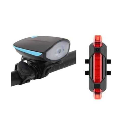 PANCIKAA Horn & Rear LED Front Light Combo | Cycling Safety Light with Fast-Charging | Rechargeable Taillight Waterproof Headlight | Cycle Bell for Commuter Bikes, Bicycle & Cycle - Image 1