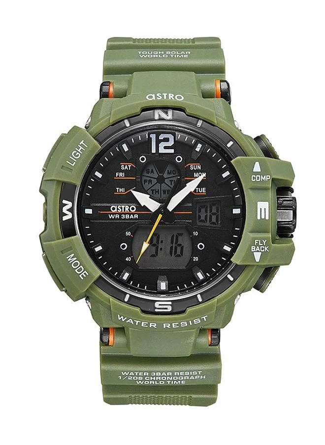 ASTRO Astro Men's Watch, Analog-Digital Display and Polyurethane Strap - A22804-PPHB, Olive green