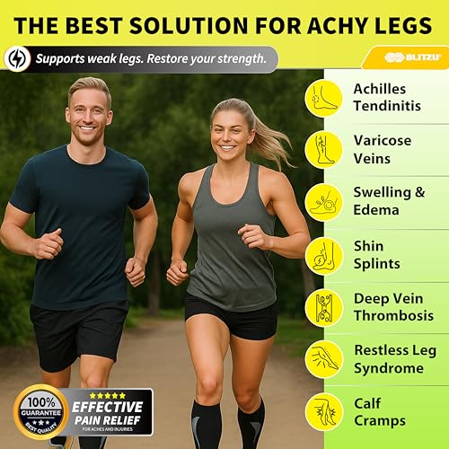 BLITZU Calf Compression Sleeve for Women and Men, Shin Splint Sleeves for Varicose Veins, Nursing, Pregnancy, Running, Footless Compression Socks Support for Calf Muscle Pain Relief Purple S-M - Image 2