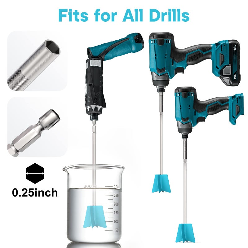 JANCHUN 6 Reusable Long Resin Mixer Paddles Fit for All Drill, Epoxy Mixer Attachment for Powerful Mixing, Multipurpose Paint Mixer Paint Stirrers for Resin, Silicone Mixing, Paint - Image 5