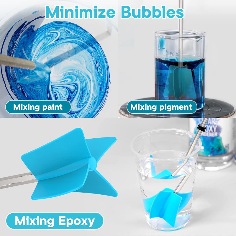 JANCHUN 6 Reusable Long Resin Mixer Paddles Fit for All Drill, Epoxy Mixer Attachment for Powerful Mixing, Multipurpose Paint Mixer Paint Stirrers for Resin, Silicone Mixing, Paint - Image 4