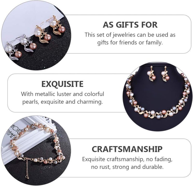 SWIUKPHE Faux Pearl Necklace and Earrings Set - Elegant Fashion Jewelry for Weddings and Special Occasions - Image 2