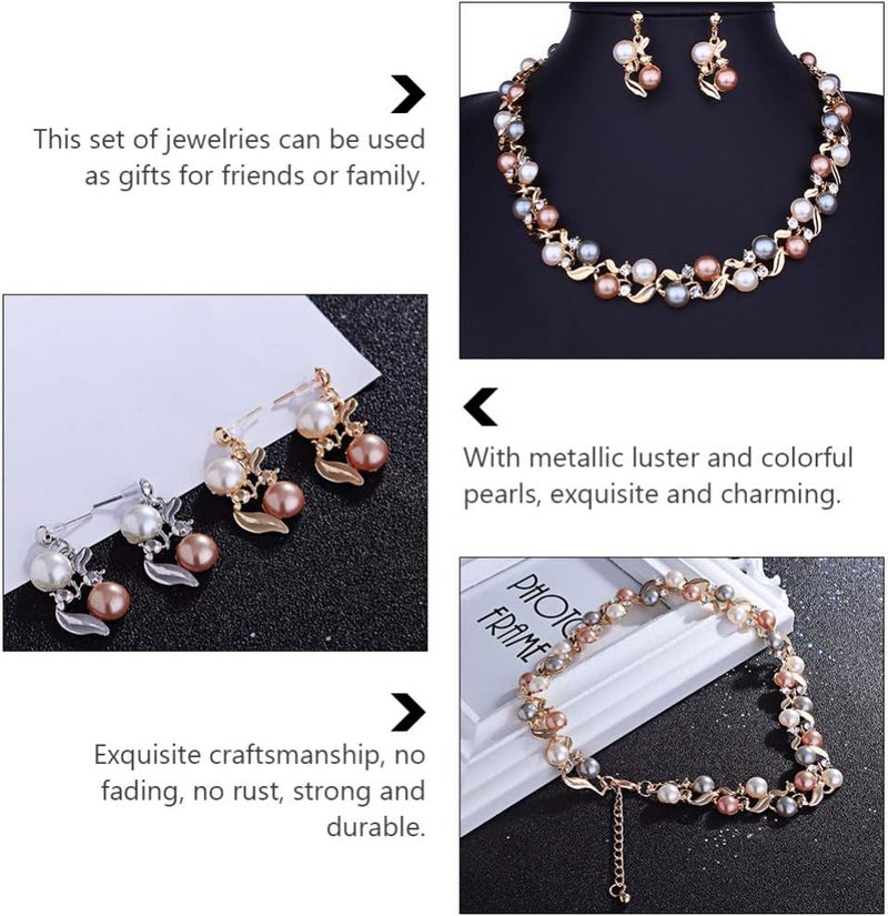 SWIUKPHE Faux Pearl Necklace and Earrings Set - Elegant Fashion Jewelry for Weddings and Special Occasions - Image 3
