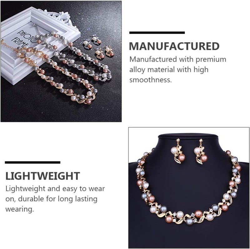 SWIUKPHE Faux Pearl Necklace and Earrings Set - Elegant Fashion Jewelry for Weddings and Special Occasions - Image 4