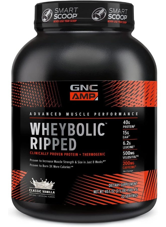 GNC Amp Wheybolic Ripped Performance Protein + Thermogenic Classic Vanilla - Image 1