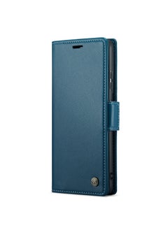 CaseMe Flip Wallet Case For Samsung Galaxy S21 Ultra, [RFID Blocking] PU Leather Wallet Flip Folio Case with Card Holder Kickstand Shockproof Phone Cover (Blue)  - Image 1