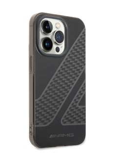 AMG iPhone 14 Pro Case Frosted PC Back Cover with Checkered Pattern Design / Slim Profile / Easy Snap-On / Lifted Ring Case / Drop & Bumper Protection - Black  - Image 2