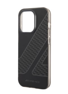 AMG iPhone 14 Pro Case Frosted PC Back Cover with Checkered Pattern Design / Slim Profile / Easy Snap-On / Lifted Ring Case / Drop & Bumper Protection - Black  - Image 1