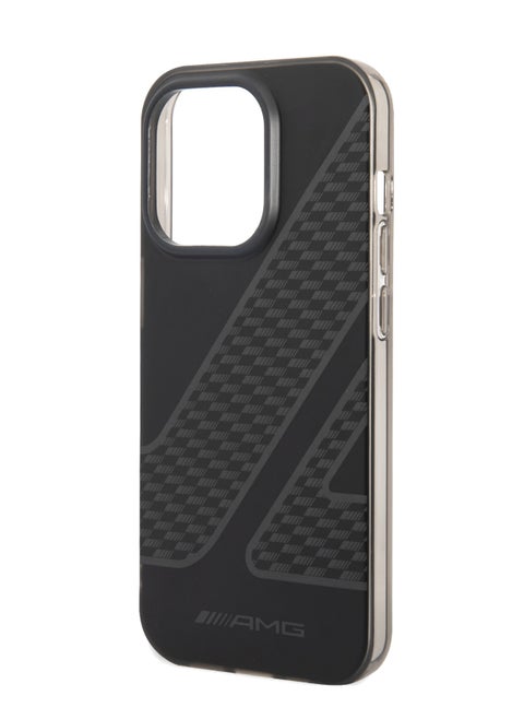 iPhone 14 Pro Case Frosted PC Back Cover with Checkered Pattern Design / Slim Profile / Easy Snap-On / Lifted Ring Case / Drop & Bumper Protection - Black