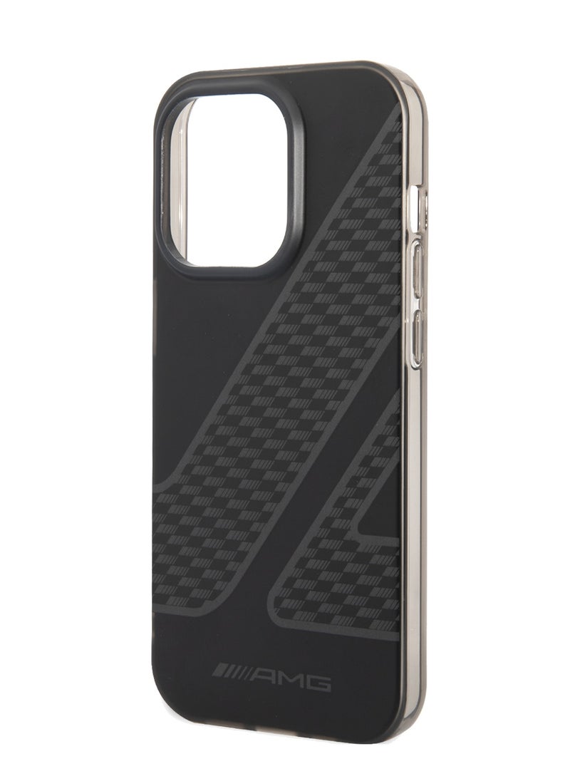 AMG - iPhone 14 Pro Case Frosted PC Back Cover with Checkered Pattern Design / Slim Profile / Easy Snap-On / Lifted Ring Case / Drop & Bumper Protection - Black - Image 1