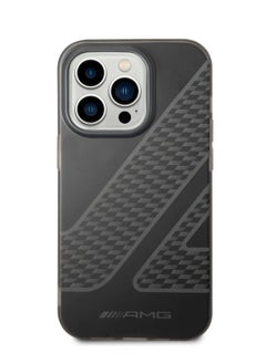 AMG iPhone 14 Pro Case Frosted PC Back Cover with Checkered Pattern Design / Slim Profile / Easy Snap-On / Lifted Ring Case / Drop & Bumper Protection - Black  - Image 5