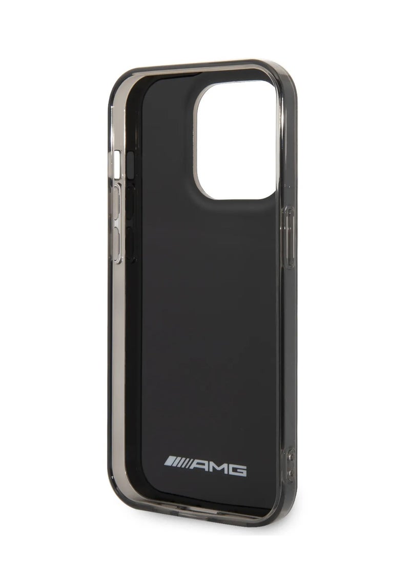 AMG - iPhone 14 Pro Case Frosted PC Back Cover with Checkered Pattern Design / Slim Profile / Easy Snap-On / Lifted Ring Case / Drop & Bumper Protection - Black - Image 1
