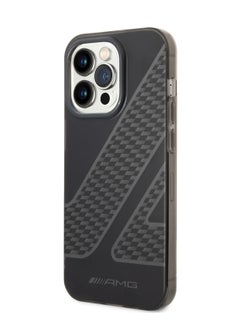AMG iPhone 14 Pro Case Frosted PC Back Cover with Checkered Pattern Design / Slim Profile / Easy Snap-On / Lifted Ring Case / Drop & Bumper Protection - Black  - Image 3