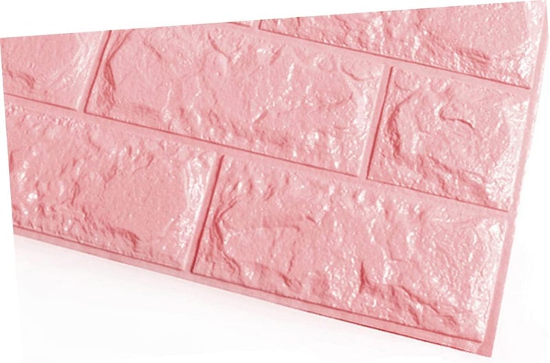Gadpiparty 60x60cm Pink 3D Brick Wall Panels Adhesive Wall Decals for Living Room Bedroom Kitchen Decor - Image 4