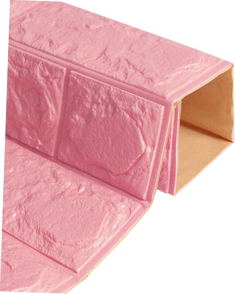 Gadpiparty 60x60cm Pink 3D Brick Wall Panels Adhesive Wall Decals for Living Room Bedroom Kitchen Decor - Image 1