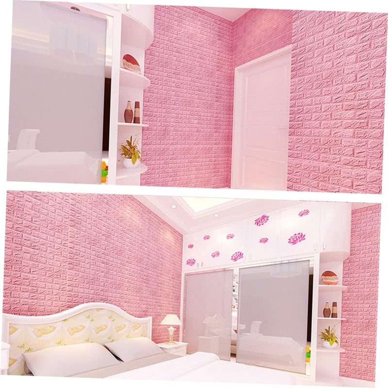 Gadpiparty 60x60cm Pink 3D Brick Wall Panels Adhesive Wall Decals for Living Room Bedroom Kitchen Decor - Image 5