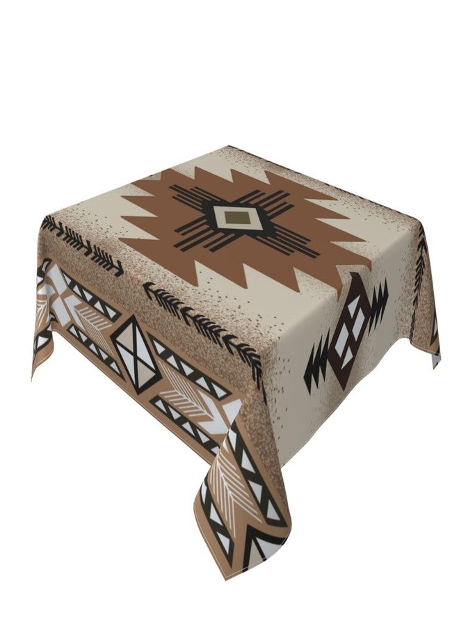 SENRUEGT Aztec Square Tablecloth,Bohemian Vintage Ethnic Patterns Geometric Elements, Dining Room Kitchen Decorations 55"x55" - Image 5