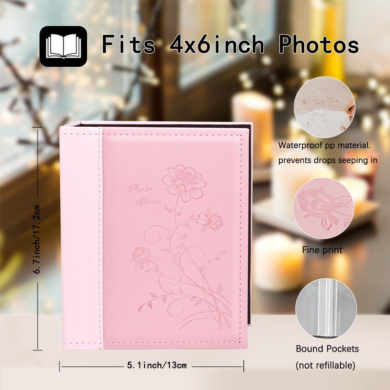 Artmag Small Photo Album 4x6 2 Pack, Each Pack with 26 Clear Pages Holds 52 Vertical Photos for 4x6 Picturs, Artwork or Postcards Storage (Pink) - Image 2