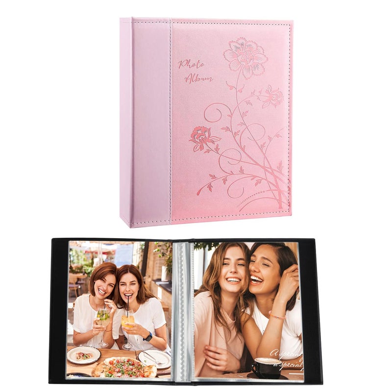 Artmag Small Photo Album 4x6 2 Pack, Each Pack with 26 Clear Pages Holds 52 Vertical Photos for 4x6 Picturs, Artwork or Postcards Storage (Pink) - Image 1