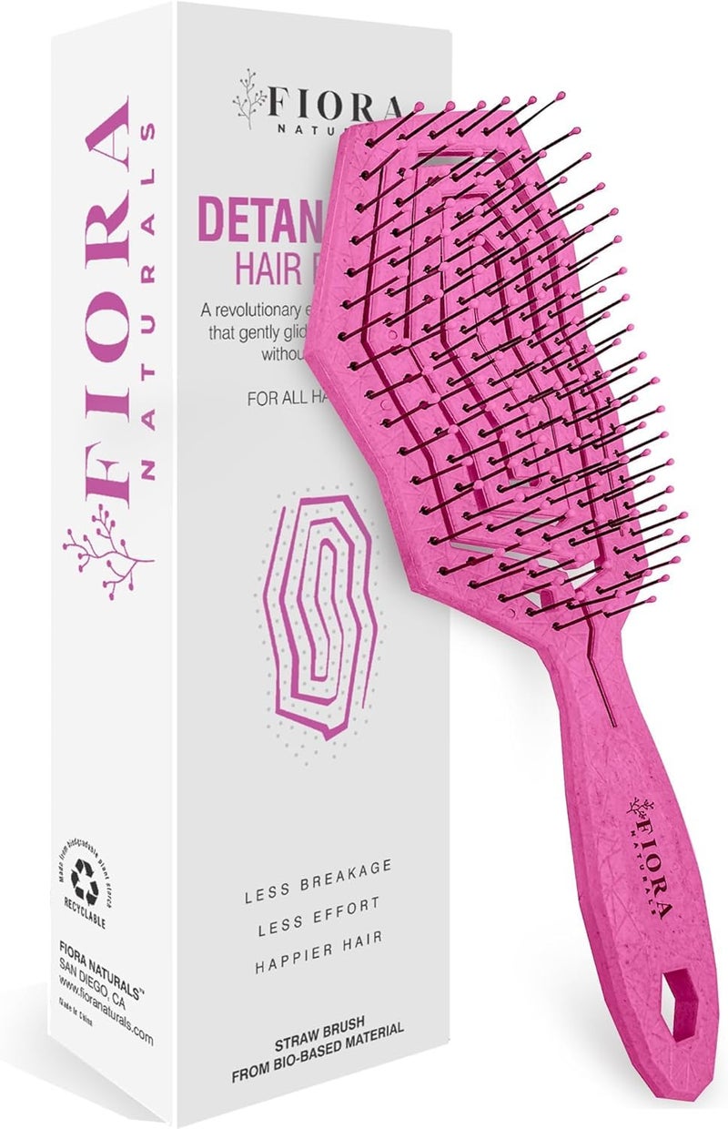 Fiora Naturals Hair Detangling Brush 100 BioFriendly Hair Detangler Brush wUltrasoft Bristles Glide Through Tangles with Ease  For Curly Fine Women Men Kids Toddlers Wet and Dry Hair