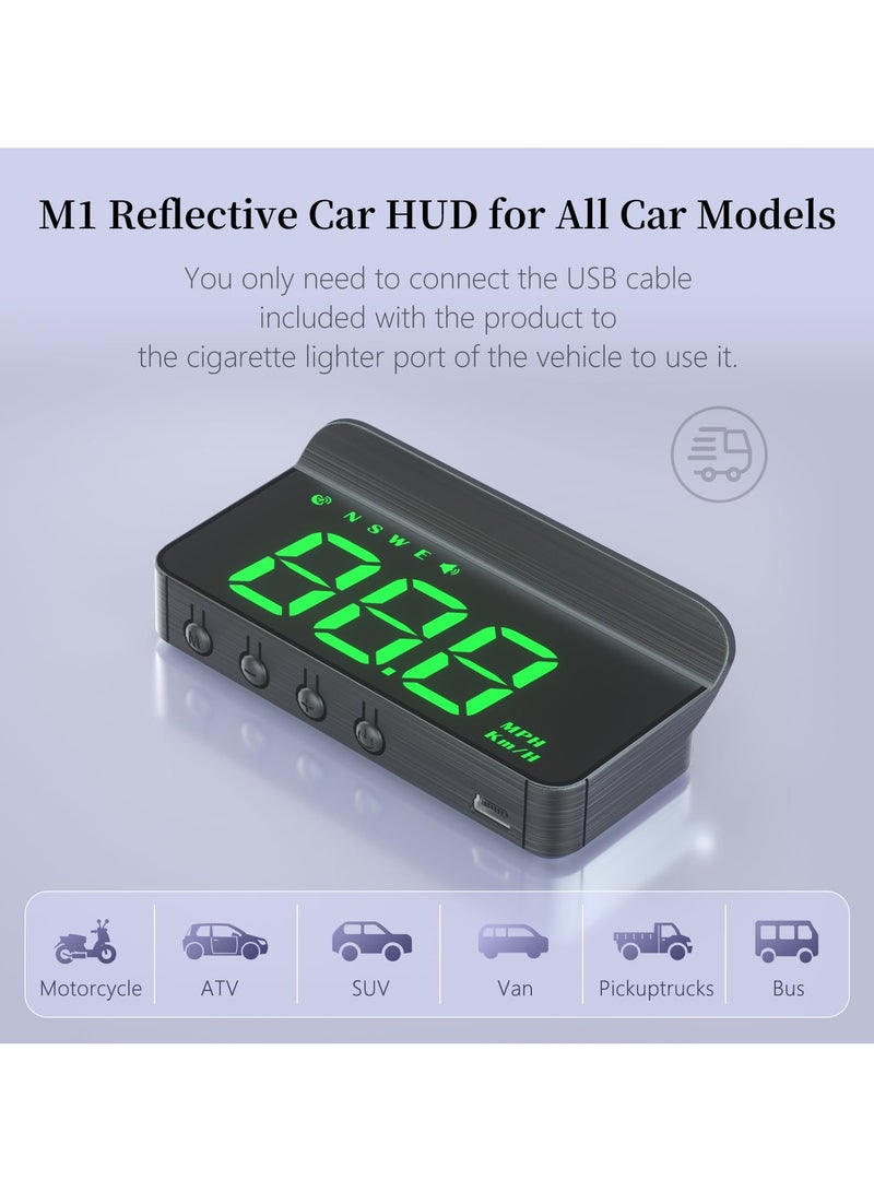 Heads Up Display for Cars,Windshield Speedometer Projector M1,Digital GPS Speedometer with Speed,Driving Direction,Overspeed Alarm Fatigued Driving,GPS Mode for All Vehicles - Image 5