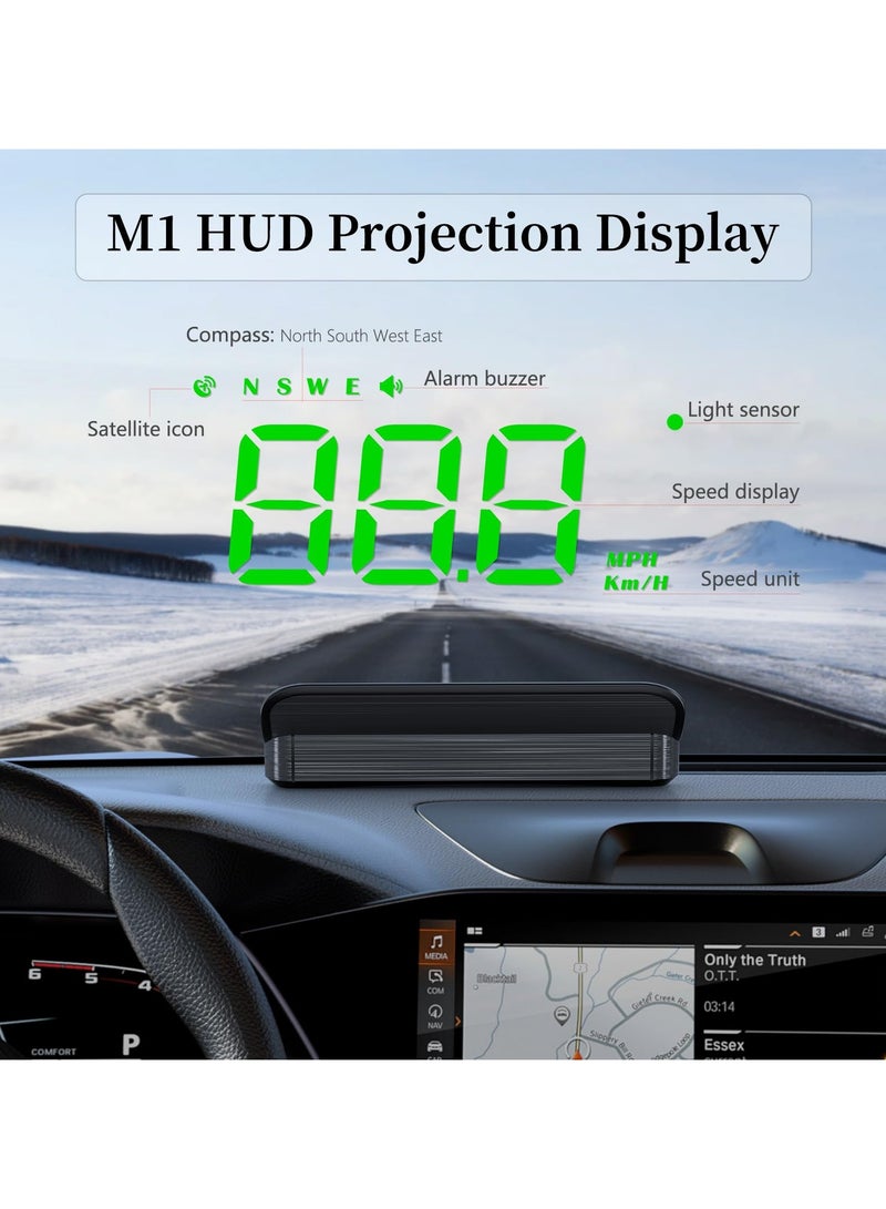 Heads Up Display for Cars,Windshield Speedometer Projector M1,Digital GPS Speedometer with Speed,Driving Direction,Overspeed Alarm Fatigued Driving,GPS Mode for All Vehicles - Image 2