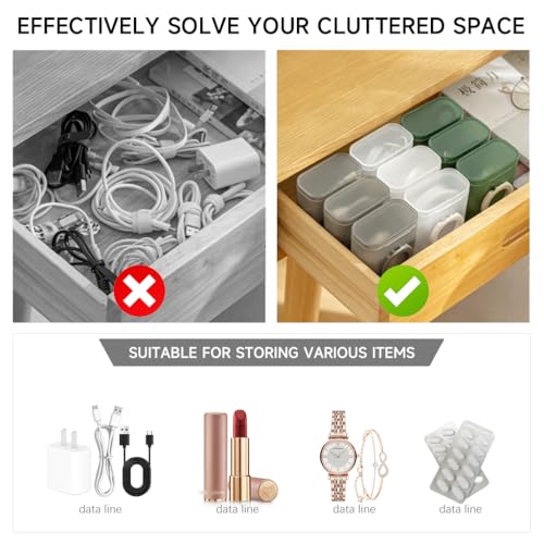 Verilux® Cable Organizer, Charging Cable Storage Box Travel Organizer, Portable Charging Cable Travel Case with Lid for USB Cable, Earphone, Earbuds, Charger, Travel Accessories, 7.8x4.9x9.3cm - Image 3