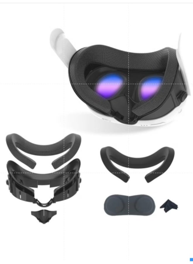 أنمي وسادة الوجه تتوافق مع ملحقات ميتا كويست 3، وسادة الرغوة البديلة، ومضادة التعرق، ومضادة التسرب غطاء وجه سيليوكن ووسادة حماية الأنف